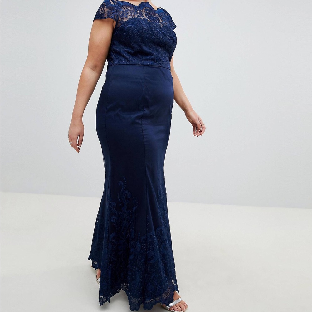 Navy lace formal dress